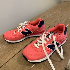 New balance pink and navy sneakers